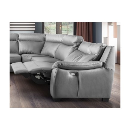 Canapé d'angle relax et convertible en cuir épais de luxe italien avec relax électrique, 8 places BOSINI, gris, angle droit
