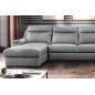 Canapé d'angle relax et convertible en cuir épais de luxe italien avec relax électrique, 8 places BOSINI, gris, angle droit