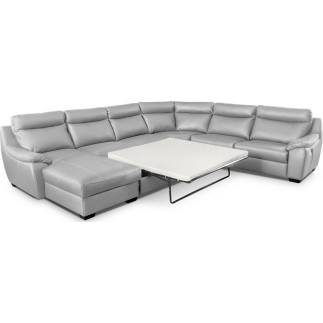 Canapé d'angle relax et convertible en cuir épais de luxe italien avec relax électrique, 8 places BOSINI, gris, angle droit