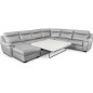 Canapé d'angle relax et convertible en cuir épais de luxe italien avec relax électrique, 8 places BOSINI, gris, angle droit