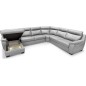 Canapé d'angle relax et convertible en cuir épais de luxe italien avec relax électrique, 8 places BOSINI, gris, angle droit