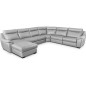 Canapé d'angle relax et convertible en cuir épais de luxe italien avec relax électrique, 8 places BOSINI, gris, angle droit