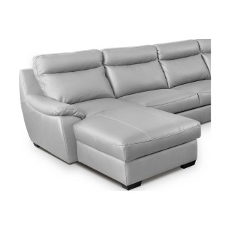 Canapé d'angle relax et convertible en cuir épais de luxe italien avec relax électrique, 8 places BOSINI, gris, angle droit