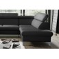 Canapé d'angle convertible en cuir italien de luxe 5 places WARREN II, avec coffre, noir, angle droit