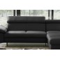 Canapé d'angle convertible en cuir italien de luxe 5 places WARREN II, avec coffre, noir, angle droit