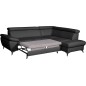 Canapé d'angle convertible en cuir italien de luxe 5 places WARREN II, avec coffre, noir, angle droit
