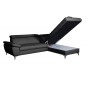 Canapé d'angle convertible en cuir italien de luxe 5 places WARREN II, avec coffre, noir, angle droit