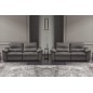 Ensemble de 2 canapés 3 places en 100% tout cuir épais italien vachette HAMBOURG, couleur anthracite