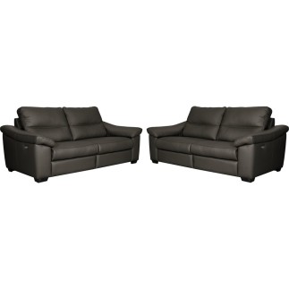 Ensemble de 2 canapés 3 places en 100% tout cuir épais italien vachette HAMBOURG, couleur anthracite