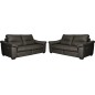 Ensemble de 2 canapés 3 places en 100% tout cuir épais italien vachette HAMBOURG, couleur anthracite