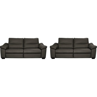 Ensemble de 2 canapés 3 places en 100% tout cuir épais italien vachette HAMBOURG, couleur anthracite