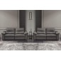 Ensemble de 2 canapés 3 places en 100% tout cuir épais italien vachette HAMBOURG, couleur anthracite