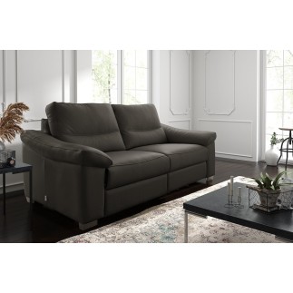 Ensemble de 2 canapés 3 places en 100% tout cuir épais italien vachette HAMBOURG, couleur anthracite