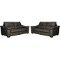 Ensemble de 2 canapés 3 places en 100% tout cuir épais italien vachette HAMBOURG, couleur anthracite