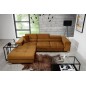 - Canapé d'angle convertible en tissu velours luxe 5 places, RICHARD, couleur moutarde, angle gauche