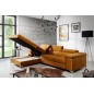 - Canapé d'angle convertible en tissu velours luxe 5 places, RICHARD, couleur moutarde, angle gauche