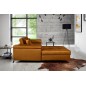- Canapé d'angle convertible en tissu velours luxe 5 places, RICHARD, couleur moutarde, angle gauche