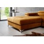 - Canapé d'angle convertible en tissu velours luxe 5 places, RICHARD, couleur moutarde, angle gauche