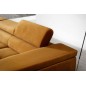 - Canapé d'angle convertible en tissu velours luxe 5 places, RICHARD, couleur moutarde, angle gauche