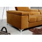 Canapé d'angle convertible en tissu velours luxe 5 places, RICHARD, couleur moutarde, angle droit