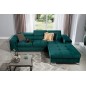 Canapé d'angle convertible en tissu velours luxe 5 places, RICHARD, vert, angle droit