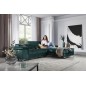 Canapé d'angle convertible en tissu velours luxe 5 places, RICHARD, vert, angle droit