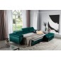Canapé d'angle convertible en tissu velours luxe 5 places, RICHARD, vert, angle droit