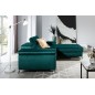 Canapé d'angle convertible en tissu velours luxe 5 places, RICHARD, vert, angle droit