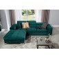 Canapé d'angle convertible en tissu velours luxe 5 places, RICHARD, couleur vert, angle gauche