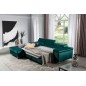 Canapé d'angle convertible en tissu velours luxe 5 places, RICHARD, couleur vert, angle gauche
