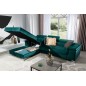 Canapé d'angle convertible en tissu velours luxe 5 places, RICHARD, couleur vert, angle gauche