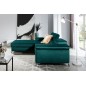 Canapé d'angle convertible en tissu velours luxe 5 places, RICHARD, couleur vert, angle gauche