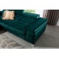 Canapé d'angle convertible en tissu velours luxe 5 places, RICHARD, couleur vert, angle gauche