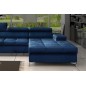 Canapé d'angle convertible en tissu velours luxe 5 places, RICHARD, bleu, angle droit
