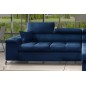 Canapé d'angle convertible en tissu velours luxe 5 places, RICHARD, bleu, angle droit