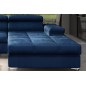 Canapé d'angle convertible en tissu velours luxe 5 places, RICHARD, bleu, angle droit