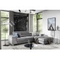 Canapé d'angle convertible en tissu velours luxe 5 places, RICHARD, gris, angle droit