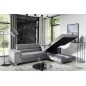 Canapé d'angle convertible en tissu velours luxe 5 places, RICHARD, gris, angle droit