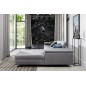 Canapé d'angle convertible en tissu velours luxe 5 places, RICHARD, gris, angle droit