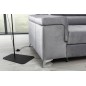 Canapé d'angle convertible en tissu velours luxe 5 places, RICHARD, gris, angle droit