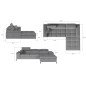 Canapé d'angle convertible en tissu velours luxe 5 places, RICHARD, gris, angle droit