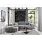 Canapé d'angle convertible en tissu velours luxe 5 places, RICHARD, gris, angle gauche