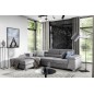 Canapé d'angle convertible en tissu velours luxe 5 places, RICHARD, gris, angle gauche