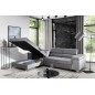 Canapé d'angle convertible en tissu velours luxe 5 places, RICHARD, gris, angle gauche