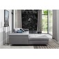 Canapé d'angle convertible en tissu velours luxe 5 places, RICHARD, gris, angle gauche