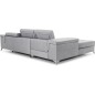 Canapé d'angle convertible en tissu velours luxe 5 places, RICHARD, gris, angle gauche