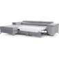 Canapé d'angle convertible en tissu velours luxe 5 places, RICHARD, gris, angle gauche