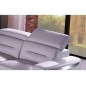 Canapé d'angle relax électrique en cuir buffle italien de luxe COMBIRELAX, blanc cassé et gris clair, angle droit, 7/8 places