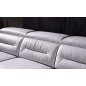 Canapé d'angle relax électrique en cuir buffle italien de luxe COMBIRELAX, blanc cassé et gris clair, angle droit, 7/8 places