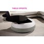 Canapé d'angle relax électrique en cuir buffle italien de luxe COMBIRELAX, blanc cassé et gris clair, angle droit + table basse,